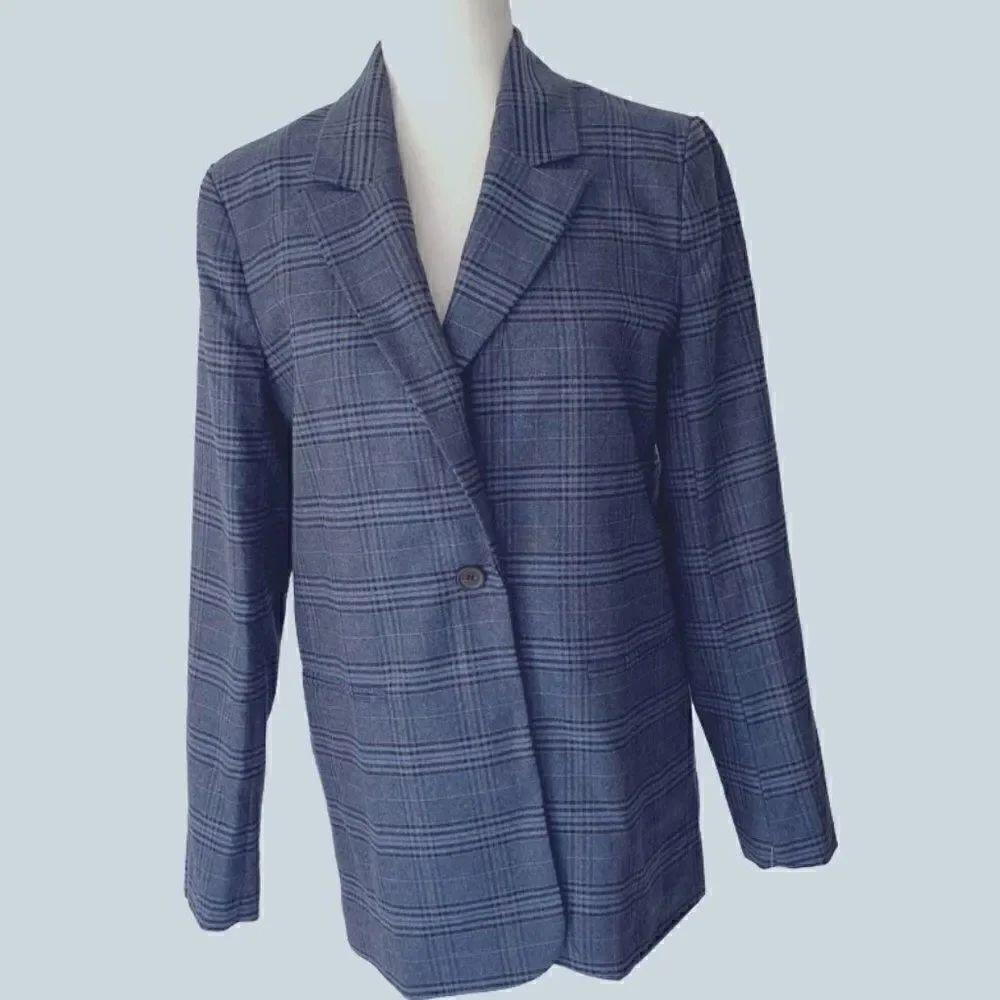Treasure & Bond Navy Black Plaid Nordstrom Career Casual Blazer SZ S NWT
